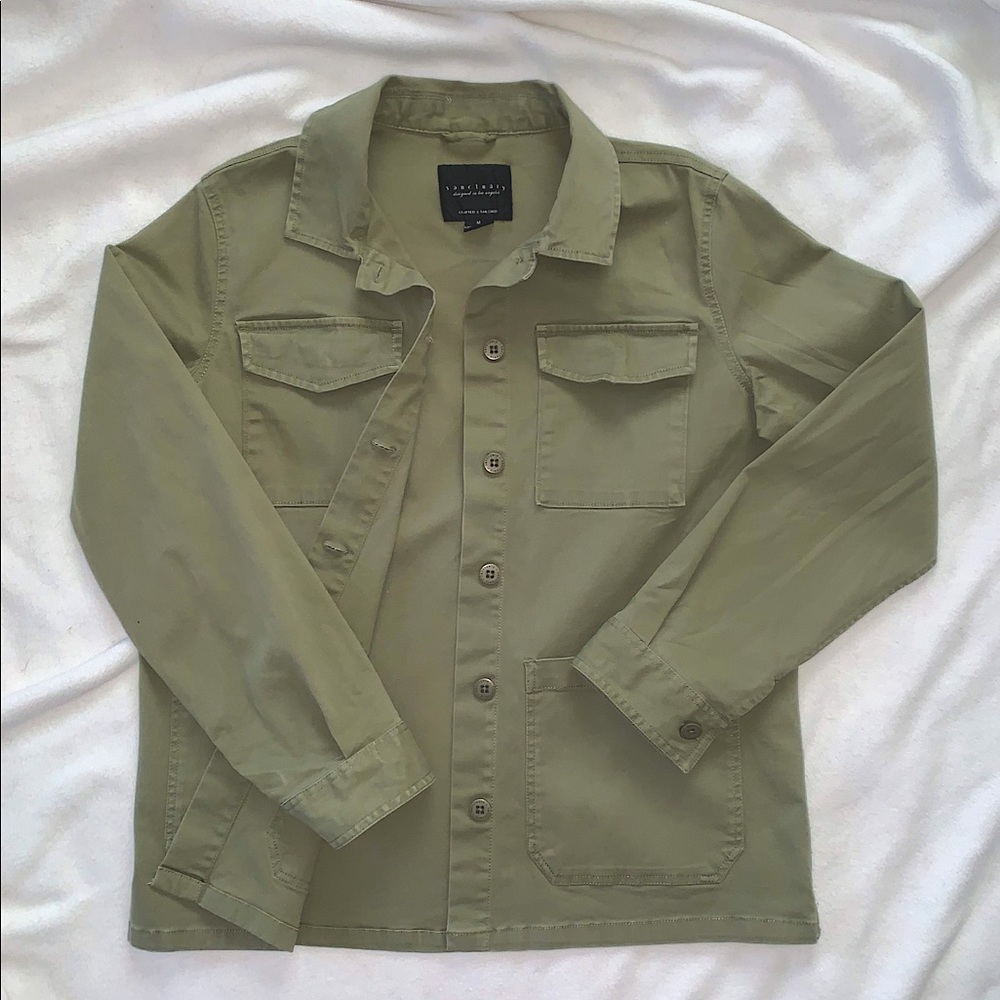Sanctuary Green Shacket Utility Jacket - Anthro